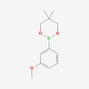 Chemical structure of 2-(3-Methoxyphenyl)-5,5-dimethyl-1,3,2-dioxaborinane