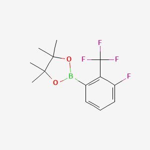 Chemical structure of 2-(3-Fluoro-2-(trifluoromethyl)phenyl)-4,4,5,5-tetramethyl-1,3,2-dioxaborolane