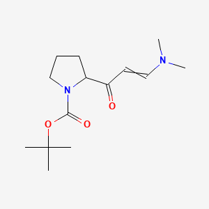 Chemical structure of 2-(3-Dimethylamino-acryloyl)-pyrrolidine-1-carboxylic acid tert-butyl ester