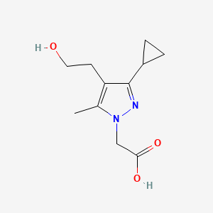 Chemical structure of 2-(3-Cyclopropyl-4-(2-hydroxyethyl)-5-methyl-1H-pyrazol-1-yl)acetic acid