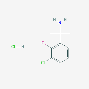 Chemical structure of 2-(3-chloro-4-fluorophenyl)propan-2-amine hydrochloride