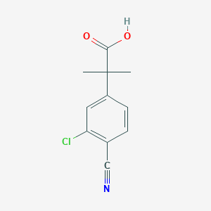 Chemical structure of 2-(3-chloro-4-cyanophenyl)-2-methylpropanoic acid