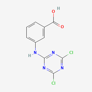 Chemical structure of 2-(3-Carboxyanilino)-4,6-dichloro-1,3,5-triazine