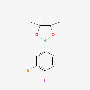 Chemical structure of 2-(3-Bromo-4-fluorophenyl)-4,4,5,5-tetramethyl-1,3,2-dioxaborolane