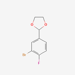 Chemical structure of 2-(3-Bromo-4-fluorophenyl)-1,3-dioxolane