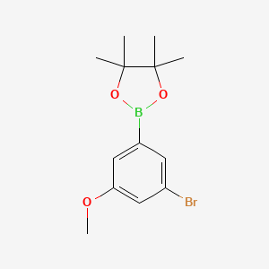 Chemical structure of 2-(3-Bromo-2-methoxyphenyl)-4,4,5,5-tetramethyl-1,3,2-dioxaborolane