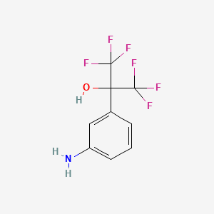 Chemical structure of 2-(3-Aminophenyl)-1,1,1,3,3,3-hexafluoropropan-2-ol