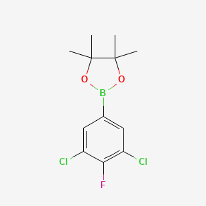 Chemical structure of 2-(3,5-Dichloro-4-fluorophenyl)-4,4,5,5-tetramethyl-1,3,2-dioxaborolane