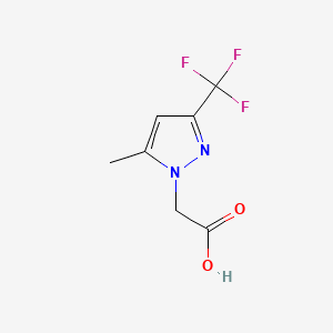 Chemical structure of 2-(3-(trifluoromethyl)-5-methyl-1H-pyrazol-1-yl)acetic acid