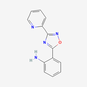 Chemical structure of 2-(3-(Pyridin-2-yl)-1,2,4-oxadiazol-5-yl)aniline