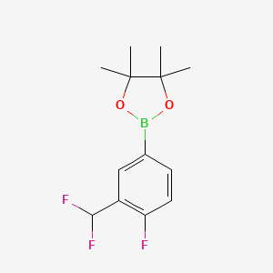 Chemical structure of 2-(3-(difluoromethyl)-4-fluorophenyl)-4,4,5,5-tetramethyl-1,3,2-dioxaborolane