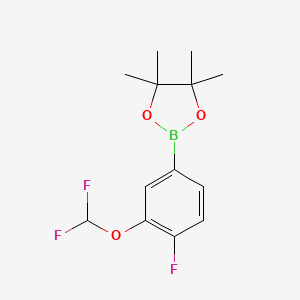 Chemical structure of 2-(3-(Difluoromethoxy)-4-fluorophenyl)-4,4,5,5-tetramethyl-1,3,2-dioxaborolane