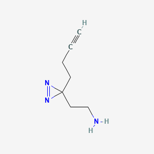 Chemical structure of 2-(3-(But-3-yn-1-yl)-3H-diazirin-3-yl)ethan-1-amine