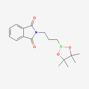 Chemical structure of 2-(3-(4,4,5,5-Tetramethyl-1,3,2-dioxaborolan-2-yl)propyl)isoindoline-1,3-dione