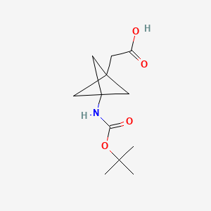 Chemical structure of 2-(3-((tert-Butoxycarbonyl)amino)bicyclo[1.1.1]pentan-1-yl)acetic acid