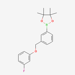 Chemical structure of 2-(3-((3-Fluorophenoxy)methyl)phenyl)-4,4,5,5-tetramethyl-1,3,2-dioxaborolane