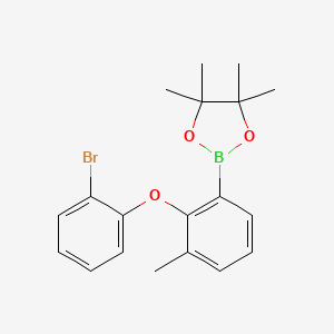 Chemical structure of 2-(3-((3-bromophenoxy)methyl)phenyl)-4,4,5,5-tetramethyl-1,3,2-dioxaborolane
