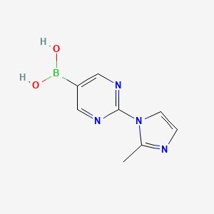 Chemical structure of 2-(2-Methylimidazol-1-yl)pyrimidine-5-boronic acid