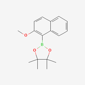 Chemical structure of 2-(2-methoxy-1-naphthalenyl)-4,4,5,5-tetramethyl-1,3,2-dioxaborolane