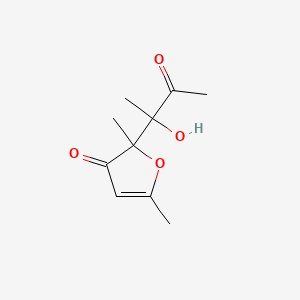 Chemical structure of 2-(2-Hydroxy-3-oxobutan-2-yl)-2,5-dimethylfuran-3(2H)-one