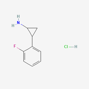 Chemical structure of 2-(2-Fluorophenyl)cyclopropan-1-amine hydrochloride