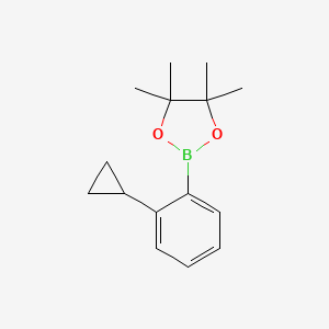 Chemical structure of 2-(2-cyclopropylphenyl)-4,4,5,5-tetramethyl-1,3,2-dioxaborolane