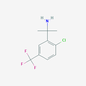 Chemical structure of 2-(2-chloro-5-(trifluoromethyl)phenyl)propan-2-amine hydrochloride