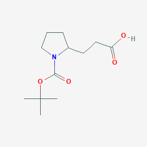 Chemical structure of 3-(1-(Tert-butoxycarbonyl)pyrrolidin-2-yl)propanoic acid