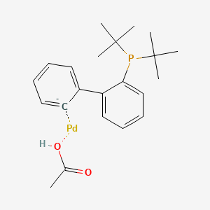 Chemical structure of 2-(2′-Di-tert-butylphosphine)biphenylpalladium(II) Acetate
