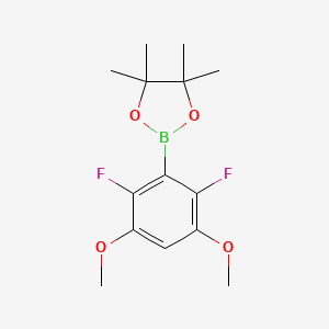 Chemical structure of 2-(2,6-Difluoro-3,5-dimethoxyphenyl)-4,4,5,5-tetramethyl-1,3,2-dioxaborolane