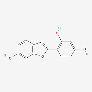 Chemical structure of 2-(2,4-Dihydroxyphenyl)-6-hydroxybenzofuran