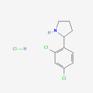 Chemical structure of 2-(2,4-Dichlorophenyl)pyrrolidine hydrochloride