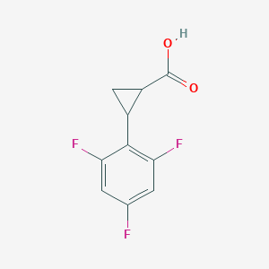 Chemical structure of 2-(2,4,6-trifluorophenyl)cyclopropane-1-carboxylic acid