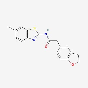 Chemical structure of 2-(2,3-Dihydrobenzofuran-5-yl)-N-(6-methylbenzo[d]thiazol-2-yl)acetamide