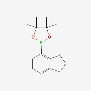 Chemical structure of 2-(2,3-Dihydro-1H-inden-4-yl)-4,4,5,5-tetramethyl-1,3,2-dioxaborolane