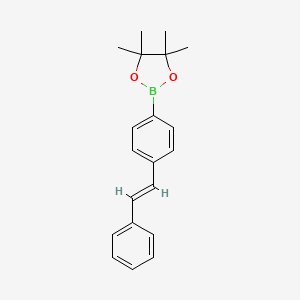 Chemical structure of 2-(2,2-diphenylvinyl)-4,4,5,5-tetramethyl-1,3,2-dioxaborolane