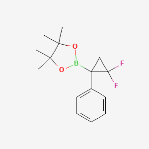 Chemical structure of 2-(2,2-difluoro-1-phenylcyclopropyl)-4,4,5,5-tetramethyl-1,3,2-dioxaborolane