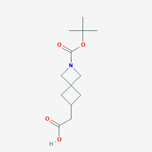 Chemical structure of 2-(2-(tert-Butoxycarbonyl)-2-azaspiro[3.3]heptan-6-yl)acetic acid