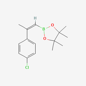 Chemical structure of 2-(2-(4-chloro)prop-1-en-1-yl)-4,4,5,5-tetramethyl-1,3,2-dioxaborolane