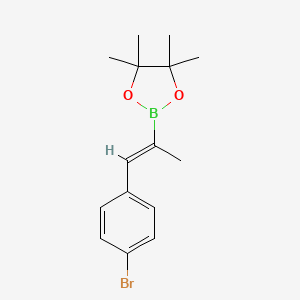 Chemical structure of 2-(2-(3-Bromo)prop-1-en-1-yl)-4,4,5,5-tetramethyl-1,3,2-dioxaborolane