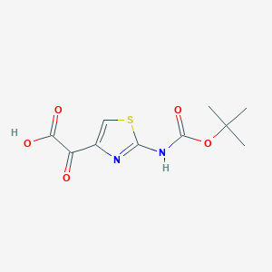 Chemical structure of 2-(2-((tert-Butoxycarbonyl)amino)thiazol-4-yl)-2-oxoacetic acid