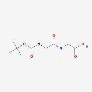 Chemical structure of 2-(2-((tert-Butoxycarbonyl)(methyl)amino)-N-methylacetamido)acetic acid