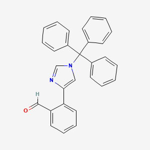 Chemical structure of 2-(1-Trityl-4-imidazolyl)benzaldehyde