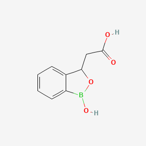 Chemical structure of 2-(1-Hydroxy-1,3-dihydro-2,1-benzoxaborol-3-yl)acetic acid