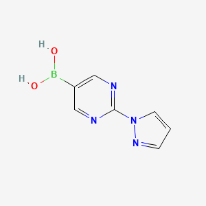 Chemical structure of 2-(1H-Pyrazol-1-yl)pyrimidine-5-boronic acid