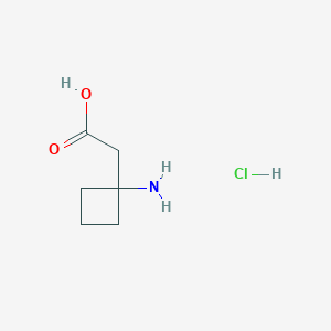 Chemical structure of 2-(1-aminocyclobutyl)acetic acid hydrochloride