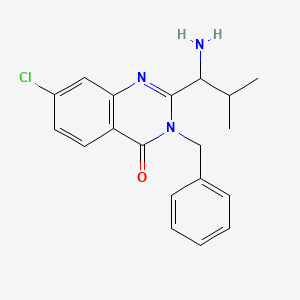 Chemical structure of 2-(1-Amino-2-methylpropyl)-3-benzyl-7-chloroquinazolin-4(3H)-one