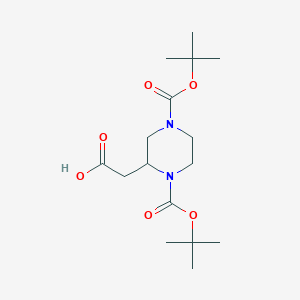 Chemical structure of 1,4-Di-Boc-2-piperazineacetic acid