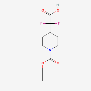 Chemical structure of 2-(1-(tert-Butoxycarbonyl)piperidin-4-yl)-2,2-difluoroacetic acid