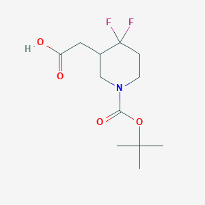 Chemical structure of 2-(1-(tert-Butoxycarbonyl)-4,4-difluoropiperidin-3-yl)acetic acid